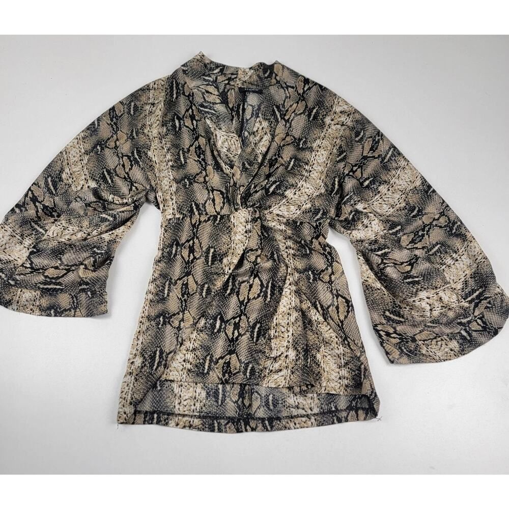 Storia Dress Women S Kimono Sleeve Snake Skin Key Hole Coachella Festival‎ Brown